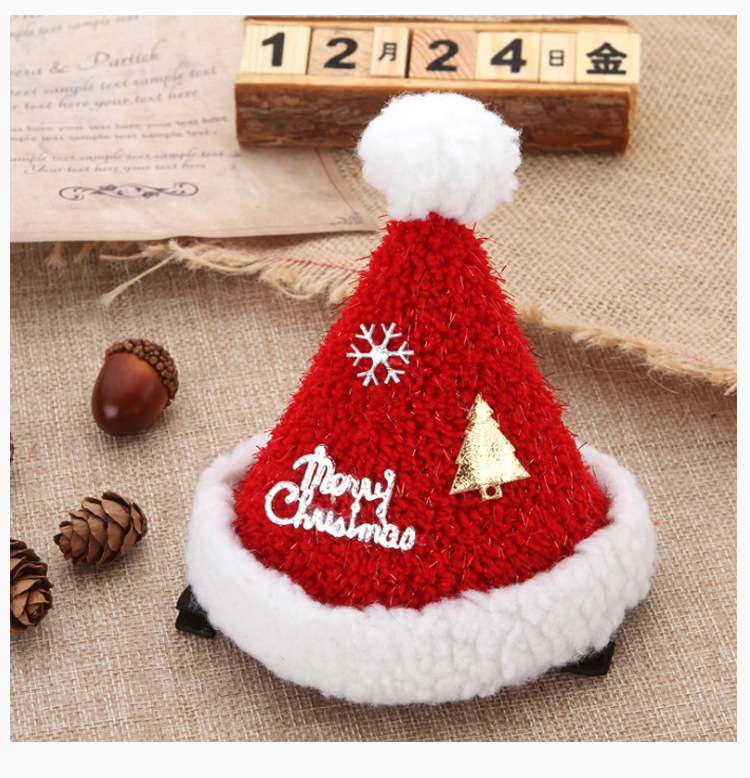 New Barrettes Cute Christmas Hat Plush Bonnet Shengjingpai Dress Up Duckbill Clip Hair Clip Headdress display picture 5