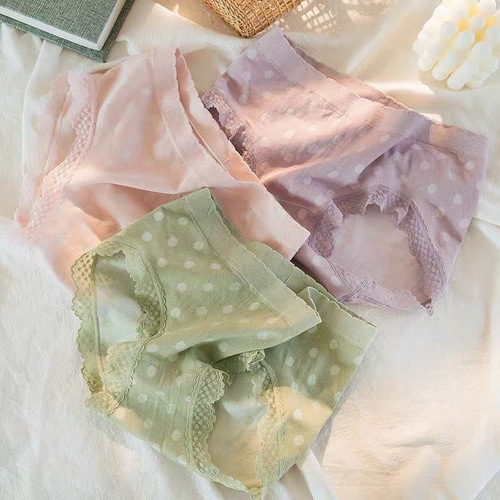 Ladies' Japanese-style cute mid-rise underwear, pure cotton, crotch antibacterial breathable summer thin set cotton triangle underwear for women