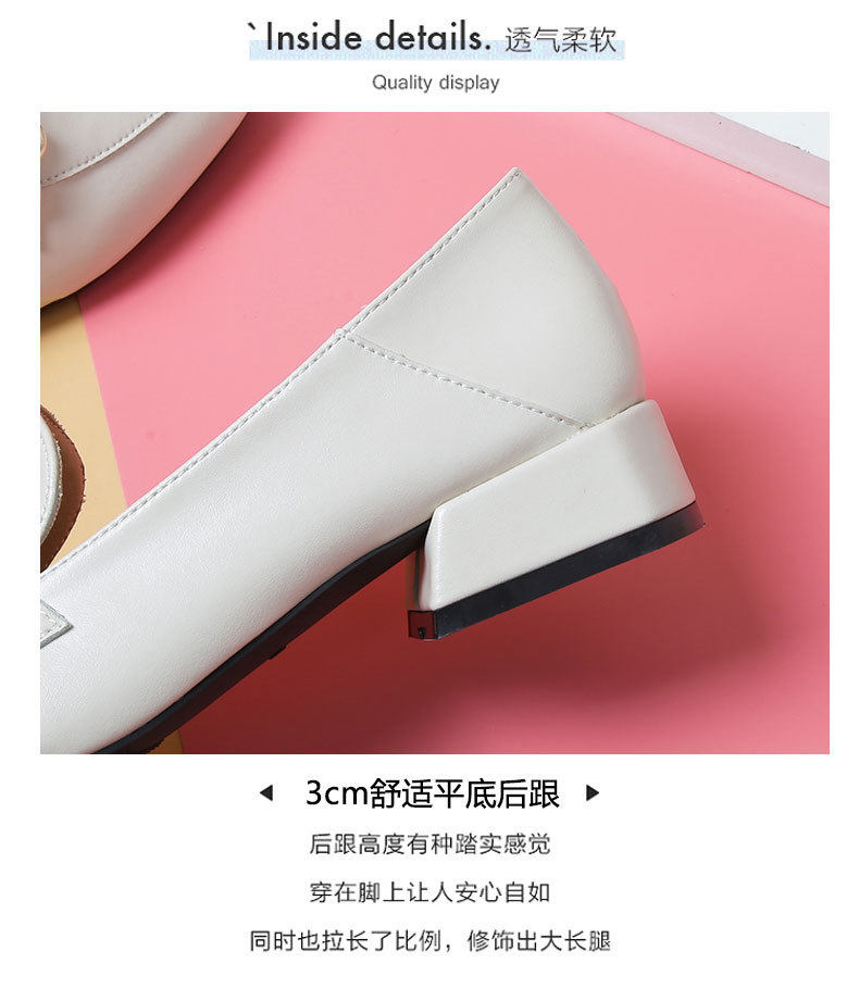 Giày lười nữ mũi vuông gót vuông tăng chiều cao phong cách Anh, gót 3–5 cm — Màu mơ, Màu đen chi tiết 7