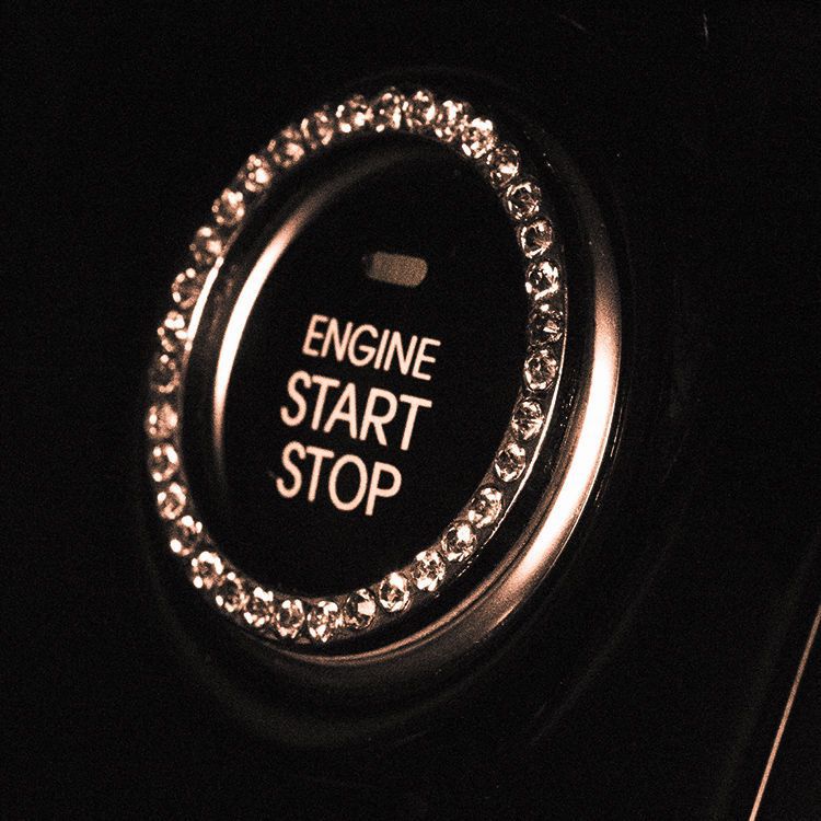 Coche de gama alta de un solo clic inicio anillo decorativo botón de inicio con pegatinas taladro pegatinas anillo de encendido pegatinas suministros de decoración del coche