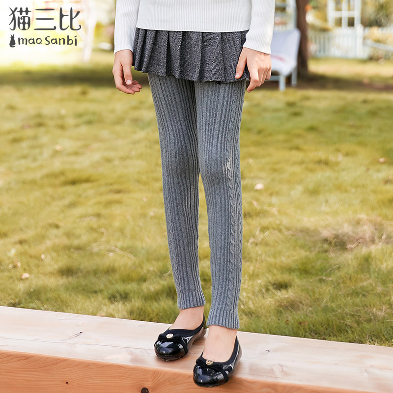 Girls Leggings Autumn 2020 new pattern Korean Edition CUHK Wool children trousers girl High elasticity Thin section