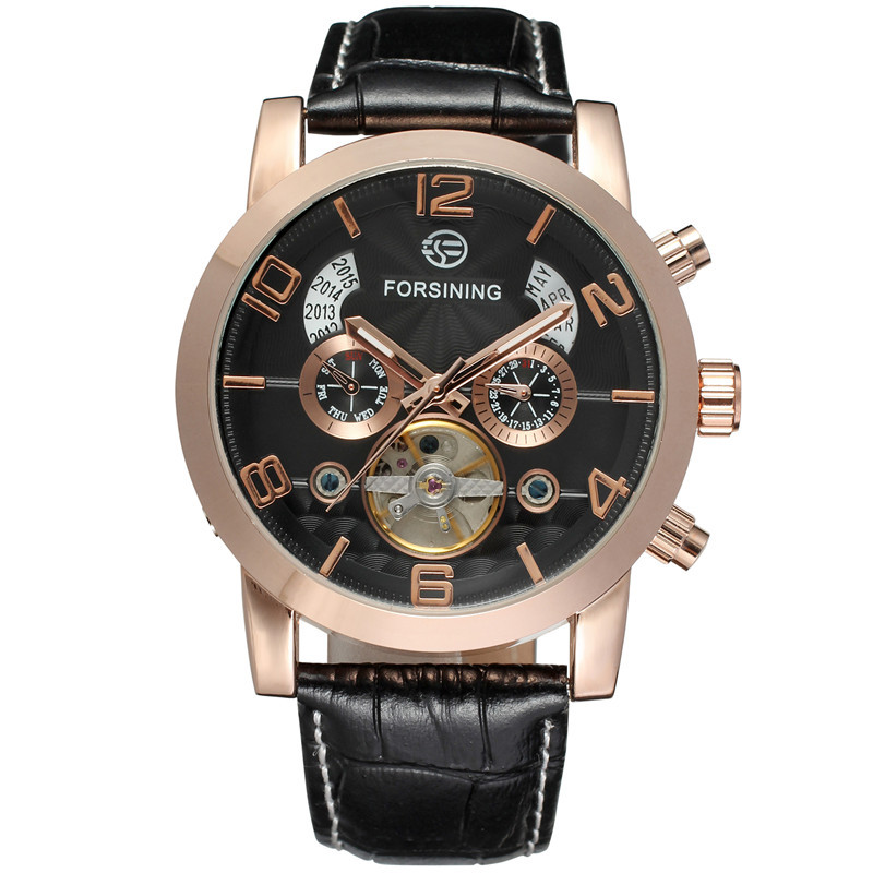 Forsining Fusini hombres de negocios reloj mecánico automático calendario multifuncional cinturón reloj mecánico 165
