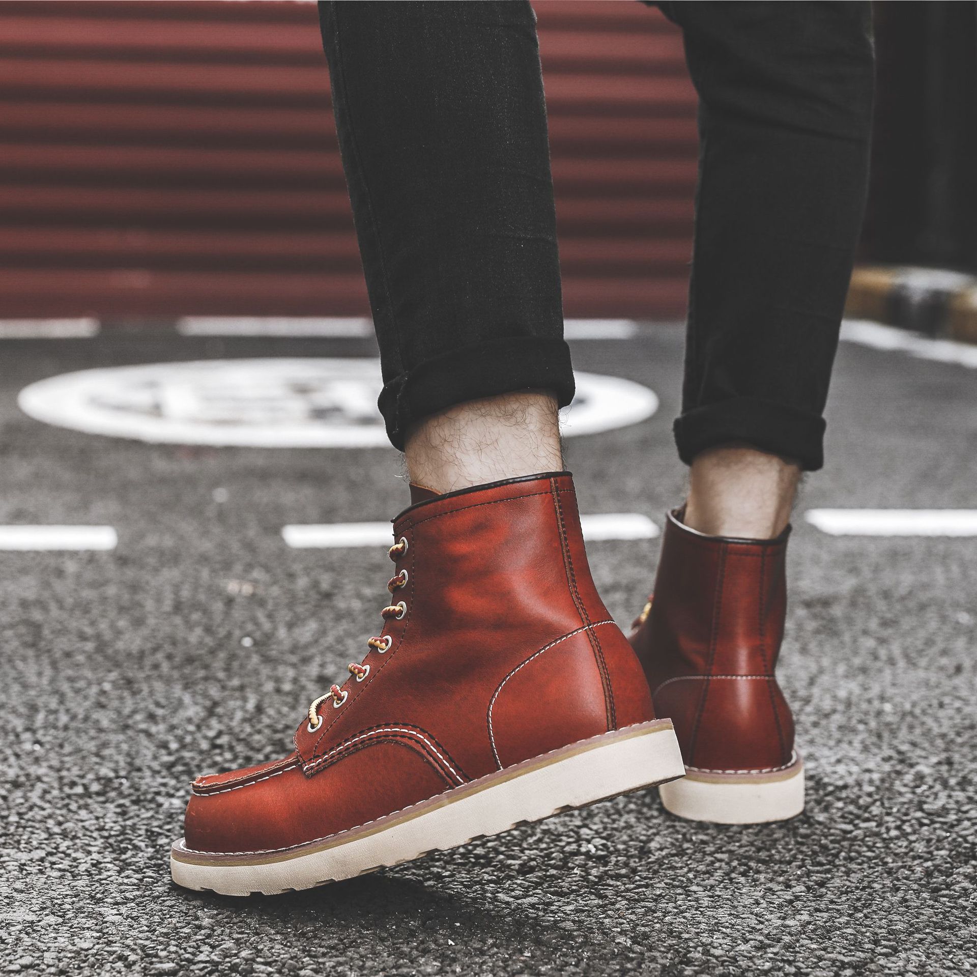 Title 25, Stivali Martin piatti slip-on retrò da lavoro d...