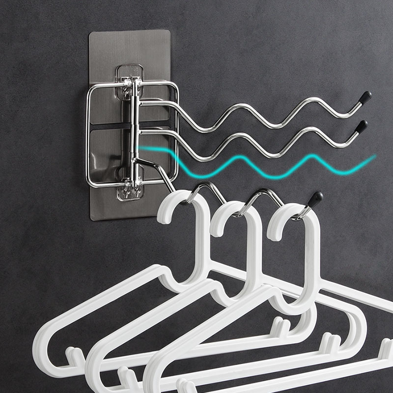 Multi-bar Rotating Towel Rack Punch-free Rotating Rack Stainless Steel Bathroom Towel Rack display picture 6