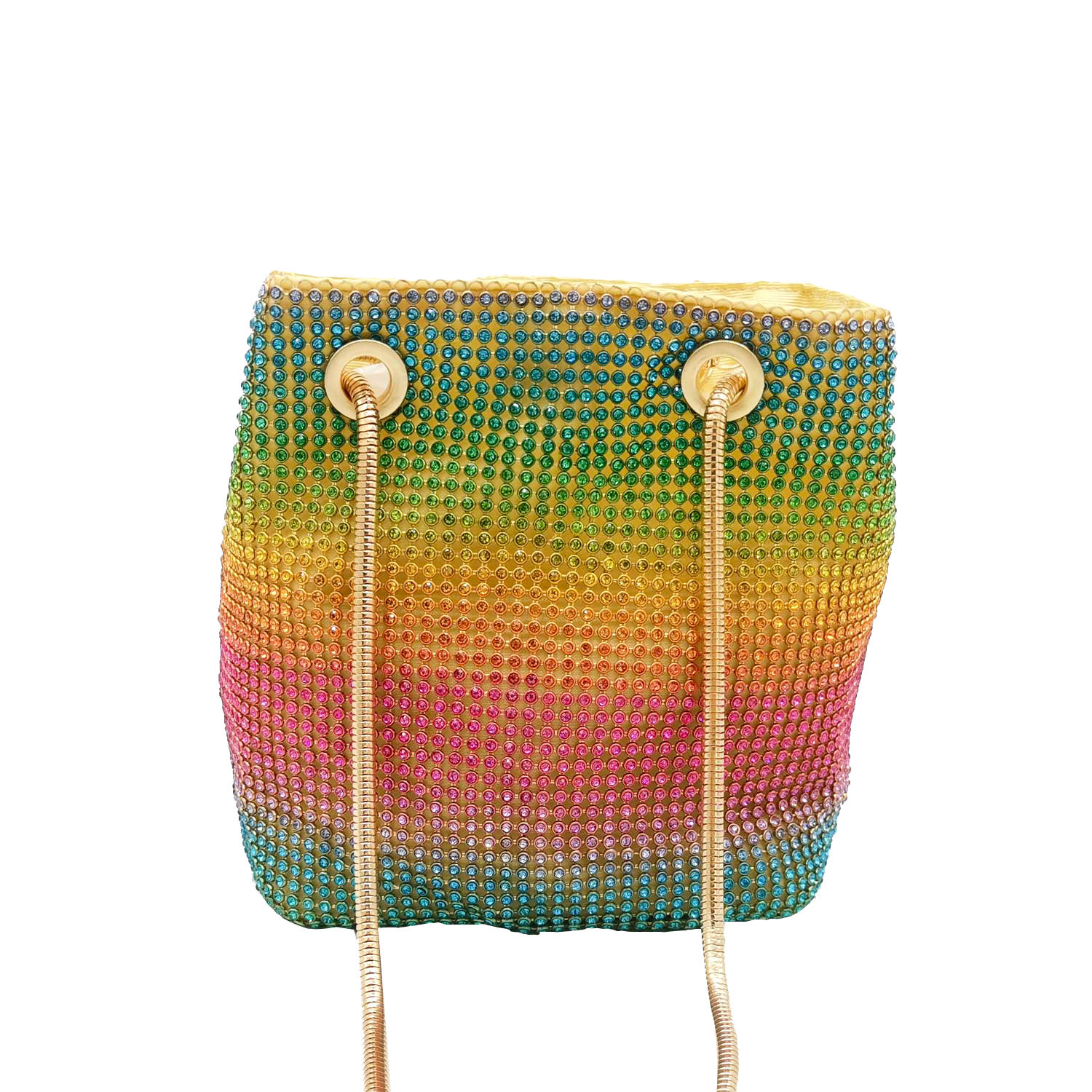 Dinner Bag Rainbow Mesh Diamond  Bucket Bag Rhinestone Party Bag display picture 2