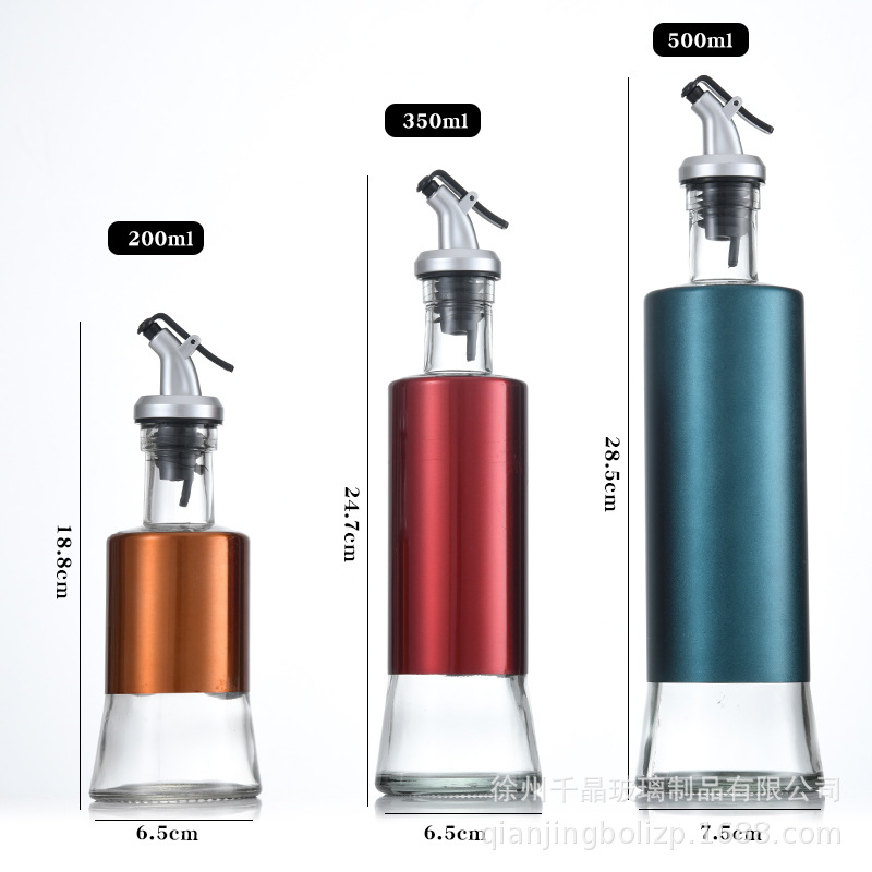 Color al por mayor botella de aceite de acero inoxidable olla de aceite de vidrio salsa de soja vinagre botella de cocina botella de condimento líquido logotipo impreso