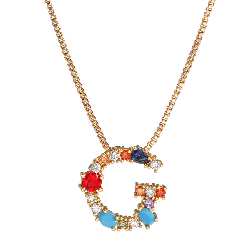 Collier Creative Collier Pour Femmes Européen Et Américain Clavicule Chaîne Micro-incrusté Couleur Zircon 26 Lettres Collier Pour Les Femmes display picture 20