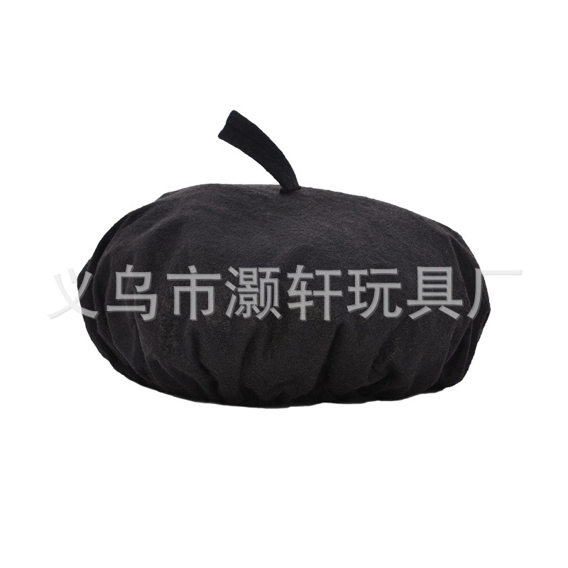 Tiktok mismo Amazon Venta caliente no tejido fieltro negro boina cosecha Festival sombrero Cosplay sombrero