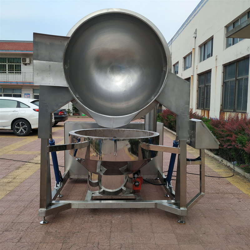 Large electromagnetic heating high viscous wok planetary stirring sandwich Pan full set of beef paste processing production line equipment