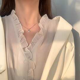韩版简约甜美心形吊坠短款项链女 欧美森系锁骨链网红小清新