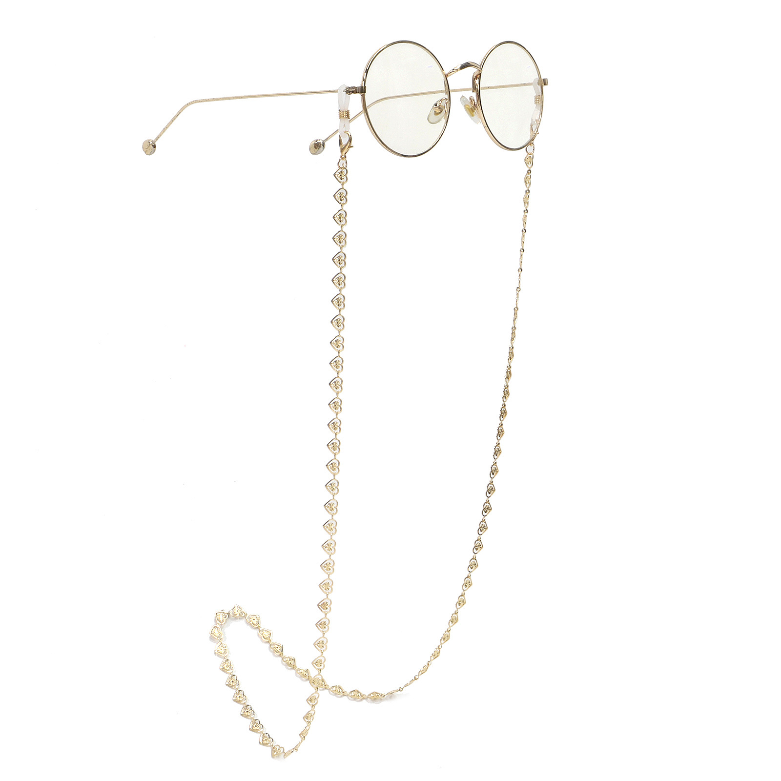 Non-slip Metal Glasses Rope Gold Non-fading Copper Chain Peach Heart Glasses Chain Wholesale Nihaojewelry