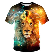 廠家直銷潮流印花男士T恤獅子老虎3D數碼印花短袖上衣