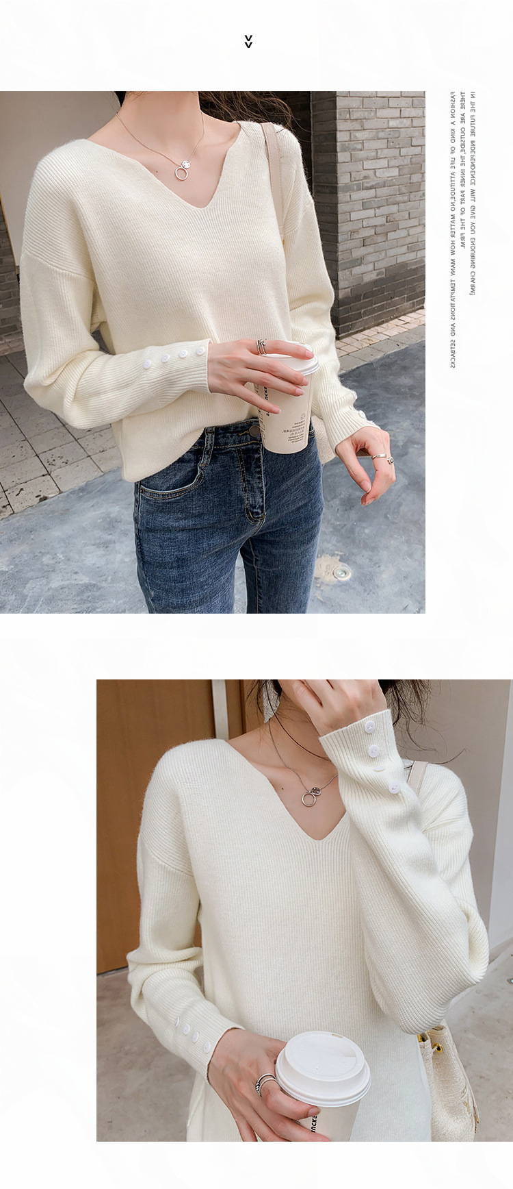 315g Weight Long Sleeve Sleeve Length Pullovers Placket Type Regular Sleeve Sleeve Type Cotton, Polyester Fabric Type Ordinary Model (50cm <Length ≤ 65cm) Top Length Pullovers, Sweater Tops Type V Neck Neckline Loose Fit Type Solid Color Pattern Women's Gender Temperament Commuter, Commute style Style Printing, Collage Stitching Craft Fashionable Loose Long Sleeve V-Neck Knitwear Casual Base Layer Sweater Women's Comfortable Autumn Winter Leisure Knitted Top 10