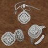 Wedding ring, earrings, necklace, set, 3 piece set