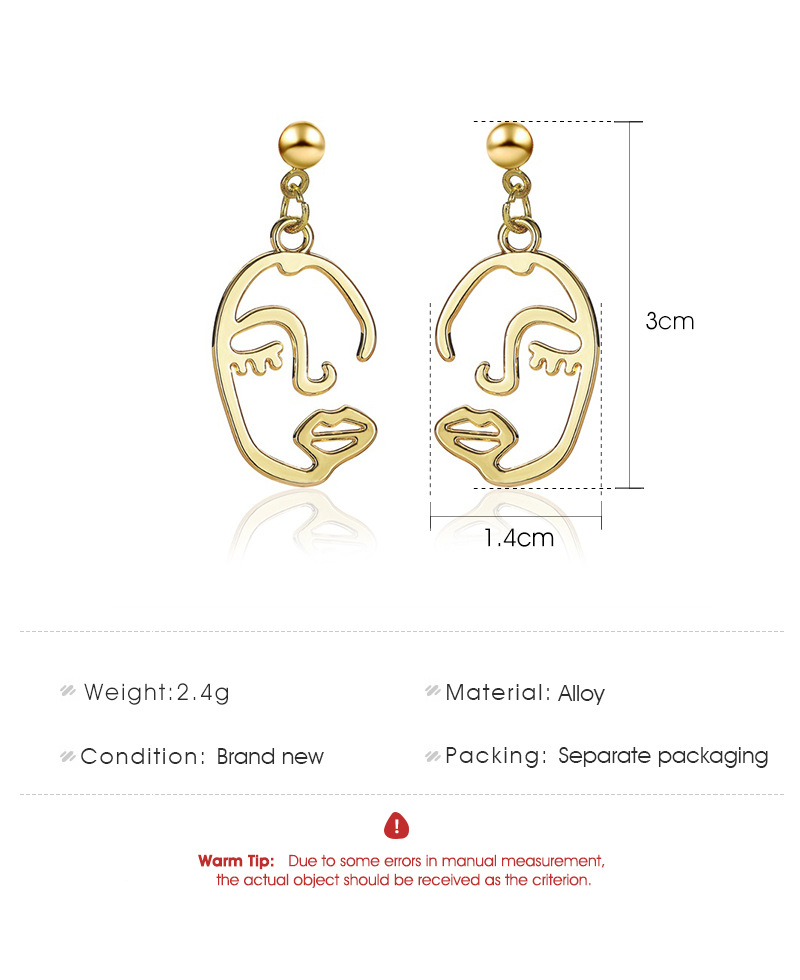 Korean Minimalist Abstract Face Line Earrings Wholesale Nihaojewelry display picture 1