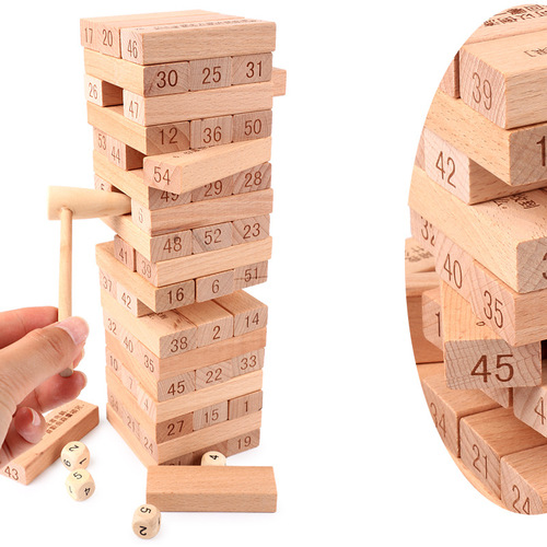 Cross-border wooden children's toys small building blocks Jenga parent-child game adult barrel Jenga tabletop game