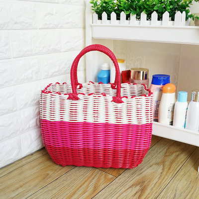 Plastic weave Storage Basket Shopping portable Basket Pets take a shower Bath basket Buy food Picnic fruit Pick