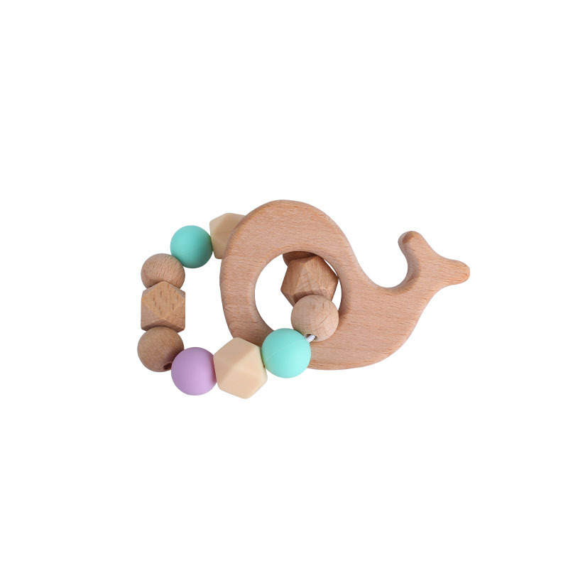 Bebé DIY creativo haya Animal de la historieta juguete mordedor pulsera nuevo gato cuentas silicona teether stick teether