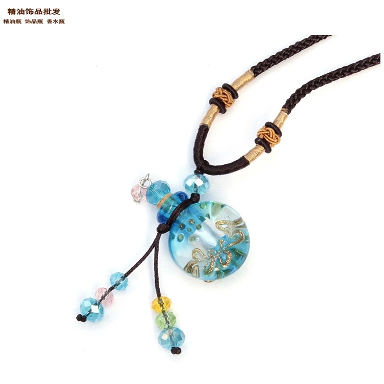 中国精油饰品网天蓝色扁圆薄款双扣绳巴洛克琉璃瓶项链4.jpg