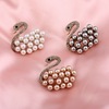 Swan from pearl, fashionable brooch, universal pin, accessory, Korean style, wholesale