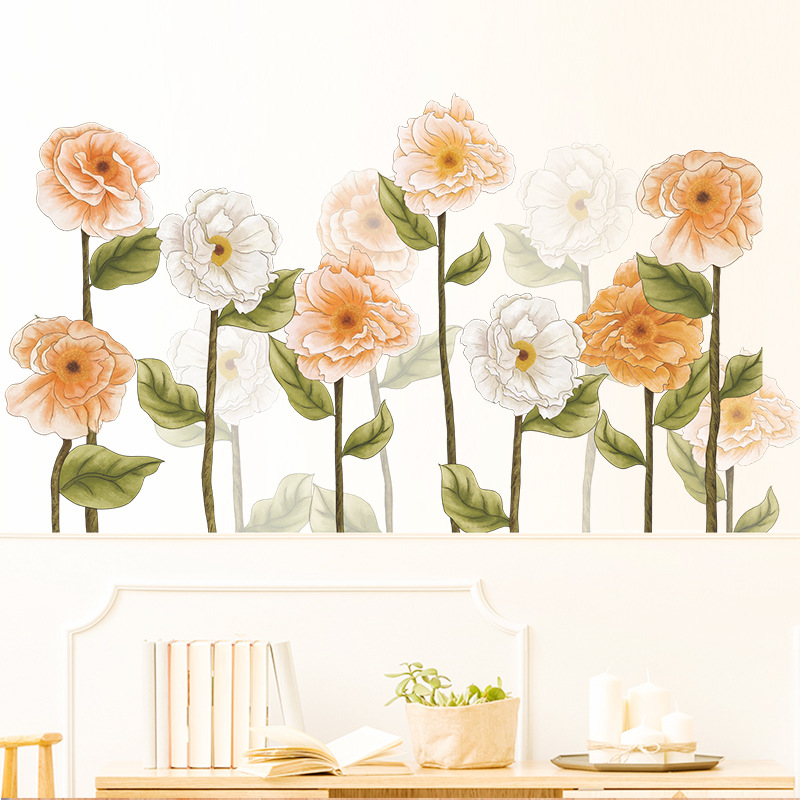 Pastoral Style Yellow And White Flowers Skirting Wall Stickers display picture 6