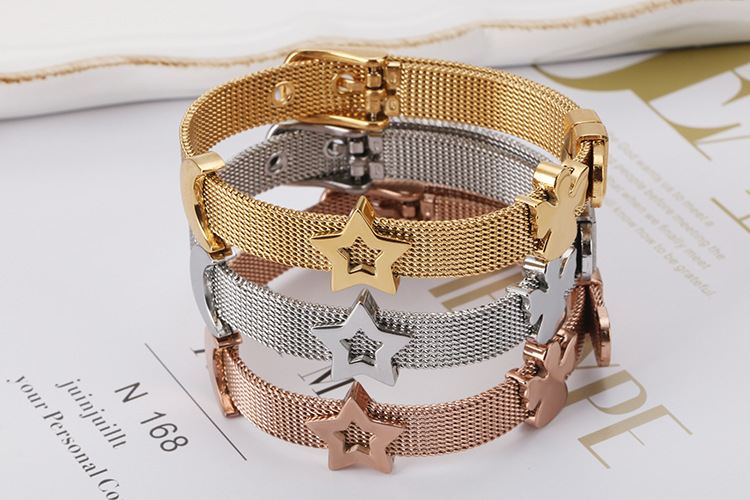 Women'S Gender Fashion Style PVD Coated 18K Gold Plated Star Titanium Steel Fashion Waterproof Non Tarnish 304 Stainless Steel Bracelets