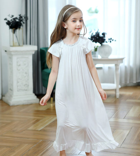 Girls' Children's Clothing Summer Modal Cotton Girls' Long European and American Pajamas Pajamas Home Clothes