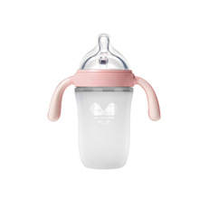 威侖帝爾創意硅膠奶瓶新生兒廣口奶瓶帶手柄吸管奶瓶批發母嬰用品