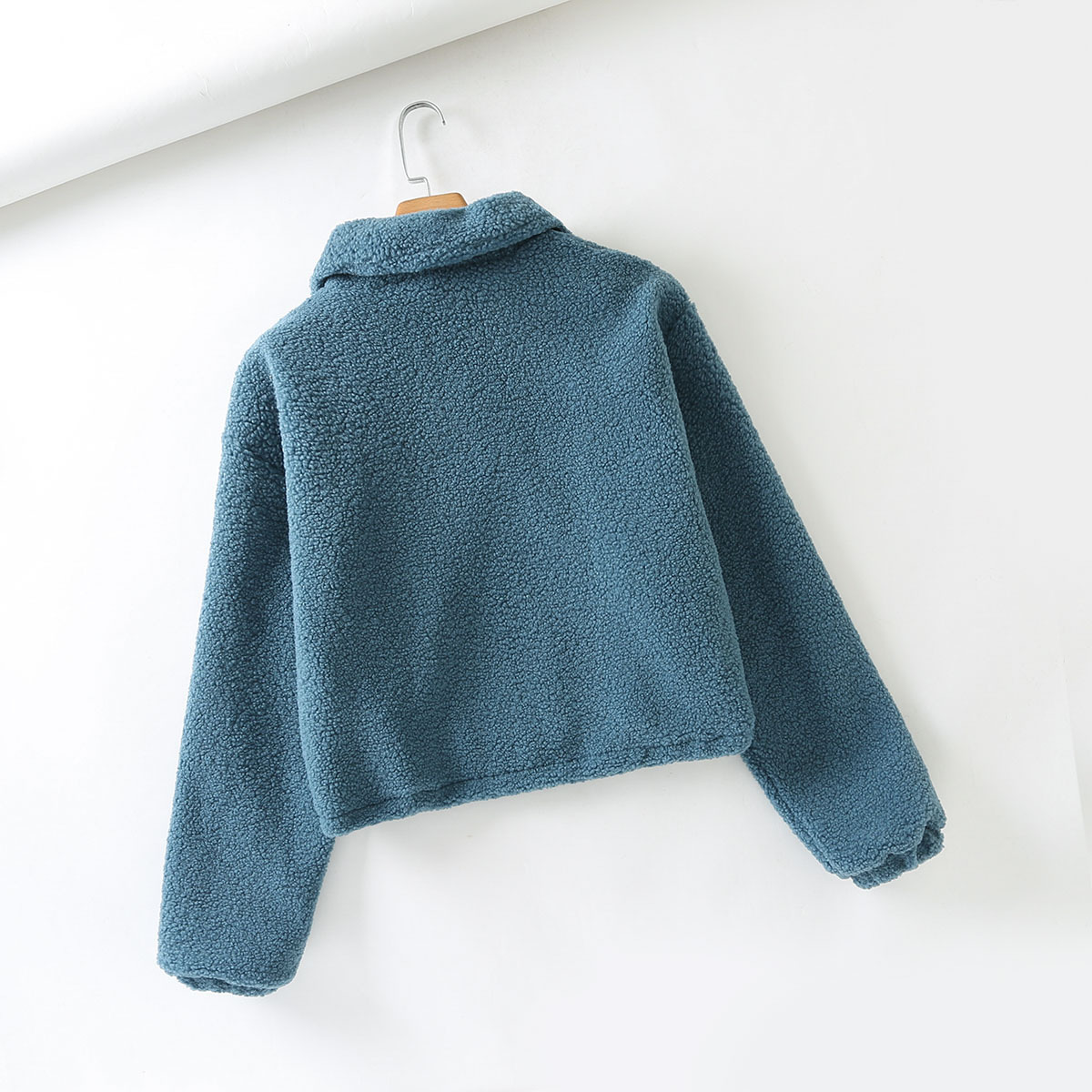 thick grain cashmere letter embroidery half high neck zipper drawstring plush sweater  NSAM3854