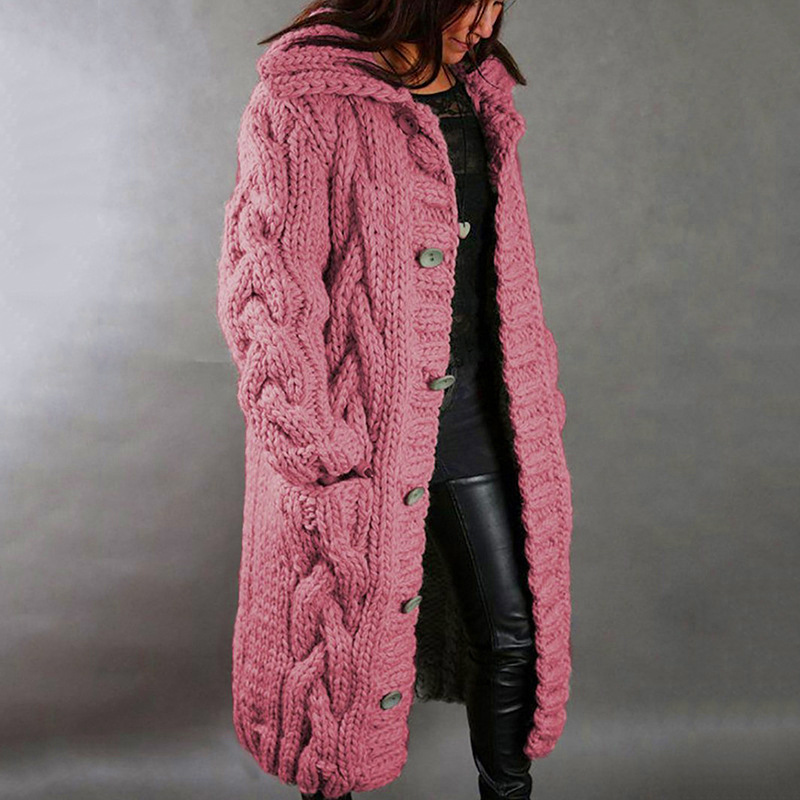 Women's solid color knitted sweater loose coat plus size sweater_voghion.com