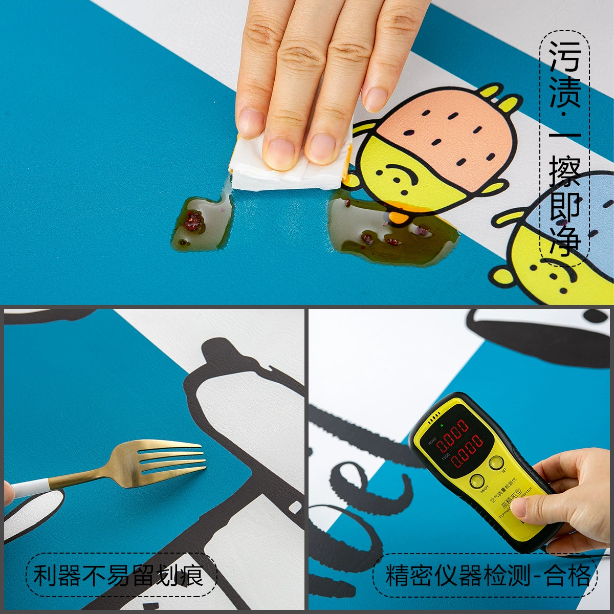 Waterproof square cartoon table mat PVC for bed