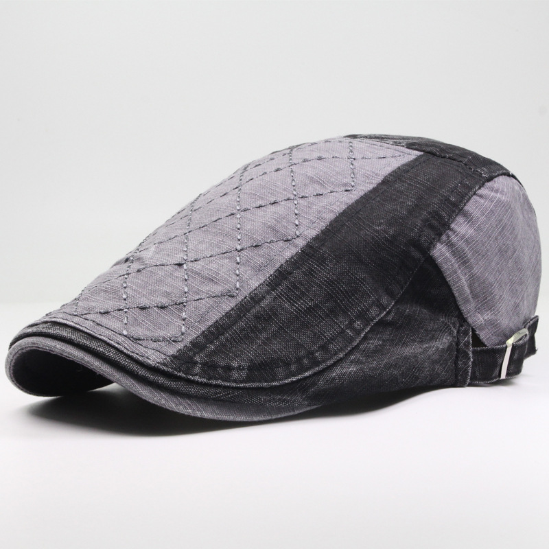 Gespleißter Entenschnabelhut aus reiner Baumwolle, schattenspendende Sonnenschutz-Baskenmütze, modischer und lässiger Herrenhut_voghion.com