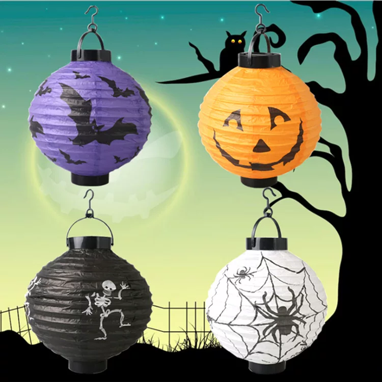 Pumpkin lantern, battery, flashlight, halloween, spider, Birthday gift