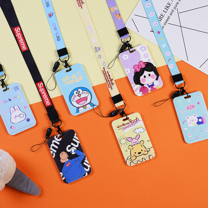 lovely Cartoon Slide Ferrule ins entrance guard card work Certificates Ferrule student Ferrule Lanyard Bus card sleeve