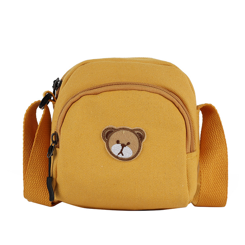 Korean Fashion Vintage Sense Cute Cartoon Bear Canvas Shoulder Bag Japanese Harajuku Student Mobile Phone Crossbody Bag  Wholesale Nihaojewelry display picture 21