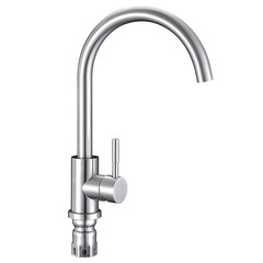 Stainless steel 304 brushed porcelain kitchen sink mixing faucet with large bend, cold and hot stainless steel sink mixed water faucet for wholesale