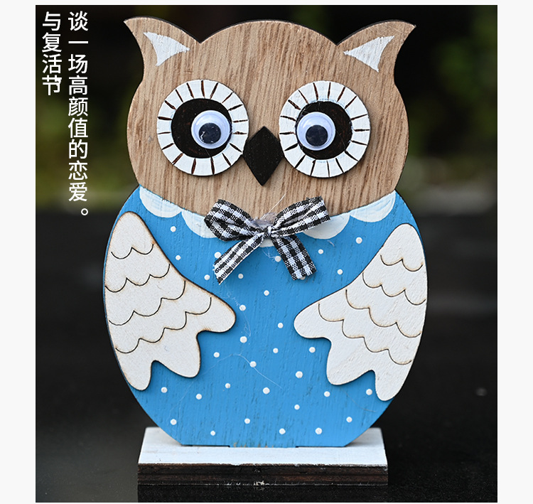 Easter Wooden Color Owl Wooden Decoration display picture 4