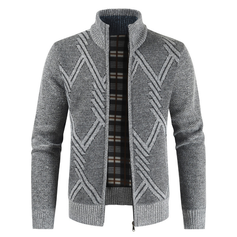 2020 Amazon foreign trade new geometric figure men's casual fashion stand collar cardigan sweater coat sweater sweater 2020 Amazon foreign trade new geometric figure men's casual fashion stand collar cardigan sweater coat sweater sweater