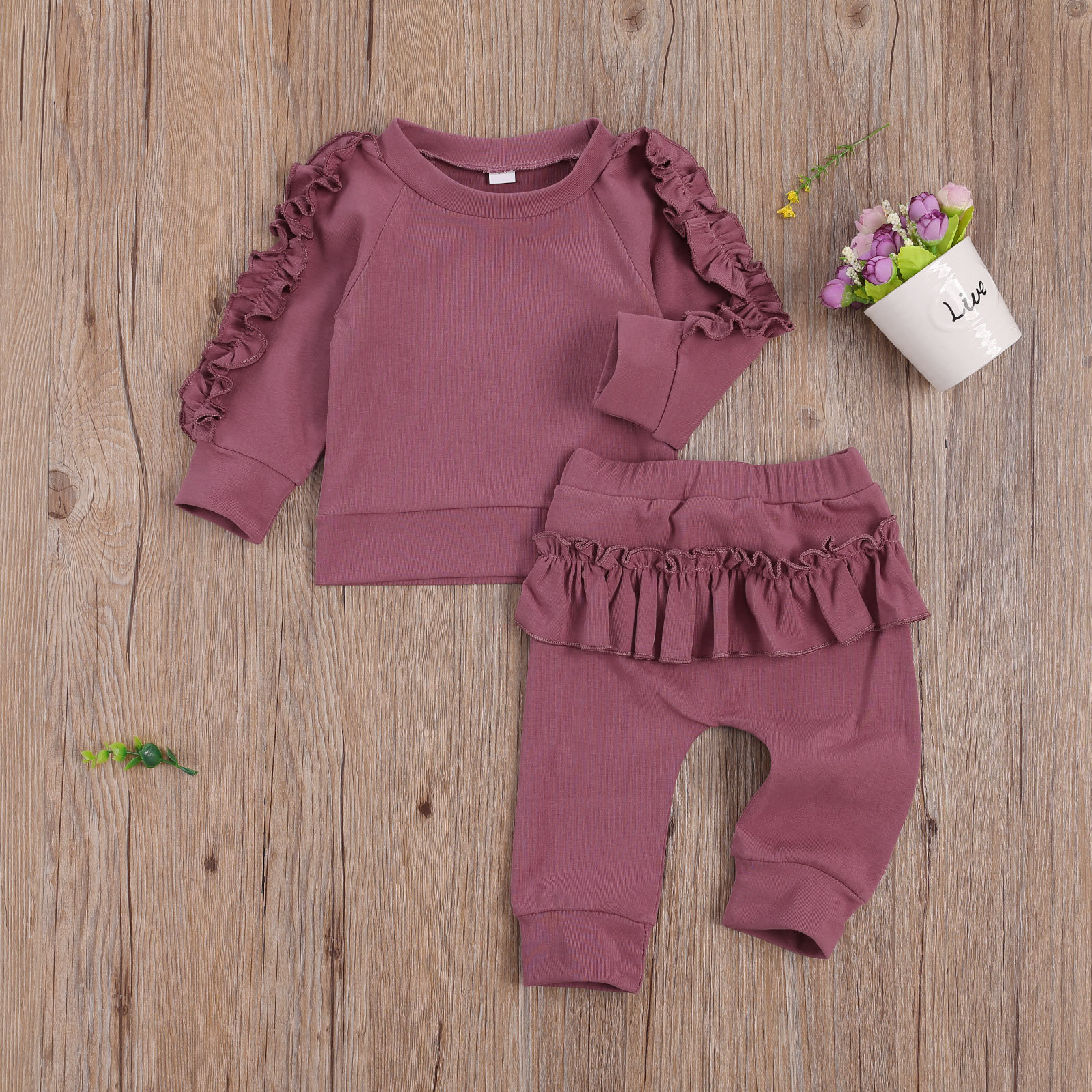 Fashion Solid Color Cotton Baby Clothing Sets display picture 11