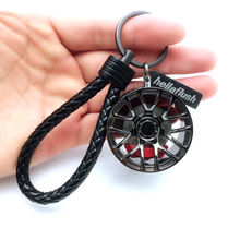 外贸爆款汽车轮毂潮牌钥匙扣 男士编织绳BBS改装金属轮毂钥匙挂件