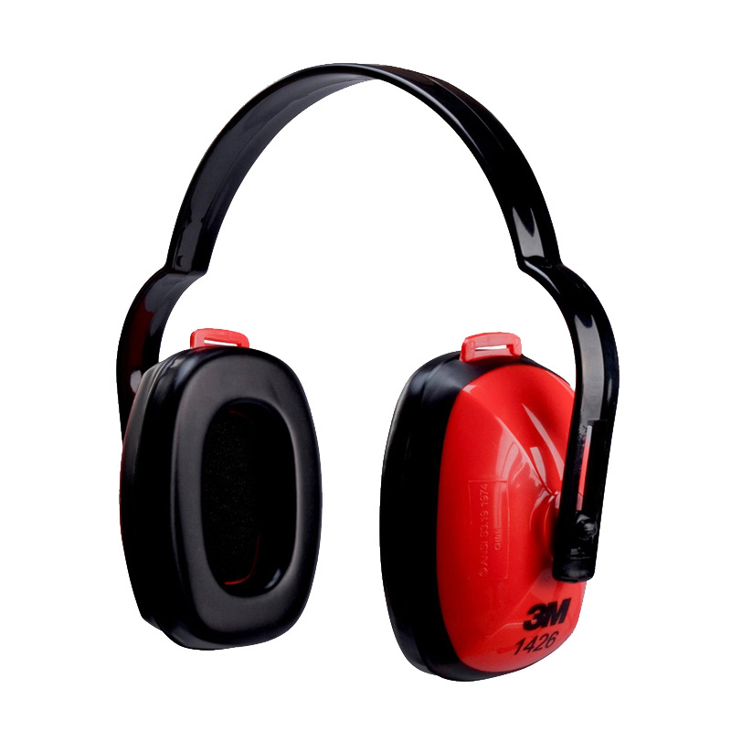 3M 1426 舒适型隔音防噪音头戴式耳罩舒适可调节经济型红黑色款