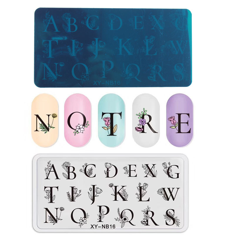 Nueva plantilla de impresión de uñas DIY película Azul de impresión de uñas esmalte de uñas placa de acero pintada XY-NB16