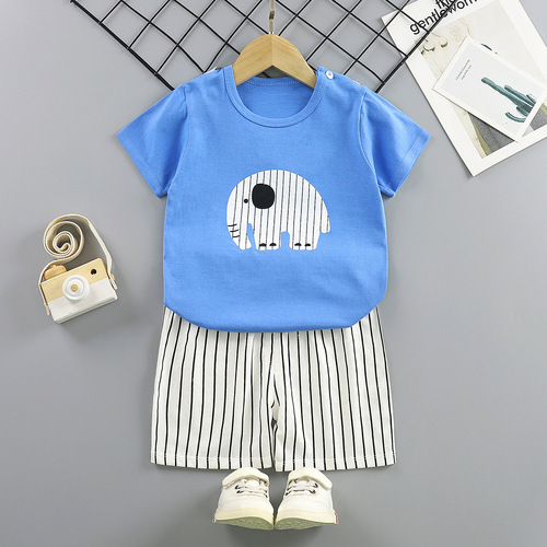  new baby short-sleeved suit children's clothes pure cotton children's summer clothes male and female baby t-shirt short-sleeved children's clothing