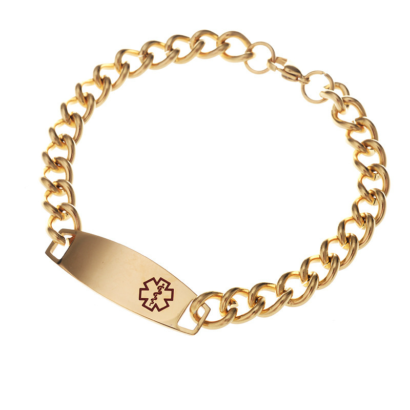 Stainless Steel Bracelet Scepter Medical Symbol Titanium Steel Medical Alert Bracelet Unisex Electroplated Geometric Design