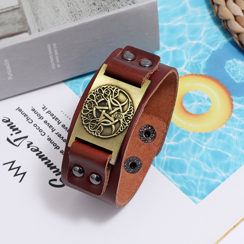 retro tree of life leather bracelet