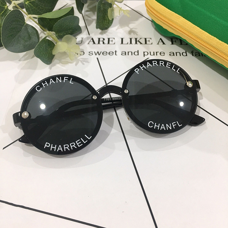 Alphabet Children's Sunglasses 2020 New Style Glasses Fashionable Round Frame Baby Boy Girl Cool Shit Sunglasses