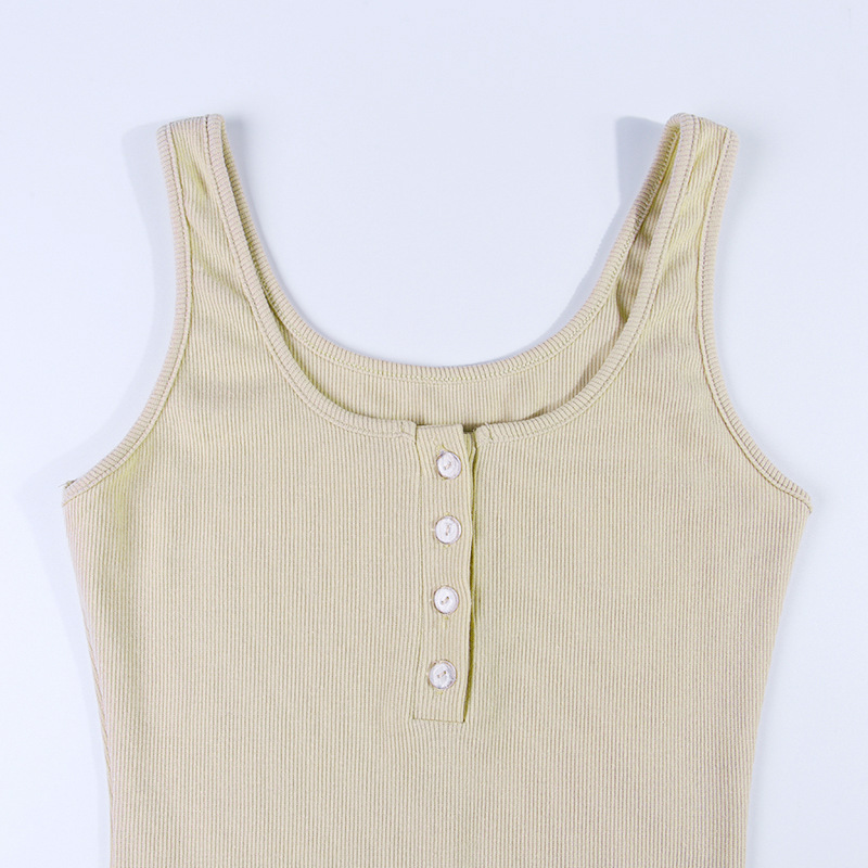 U-neck sleeveless sexy sling single-breasted midi dress NSFLY59967