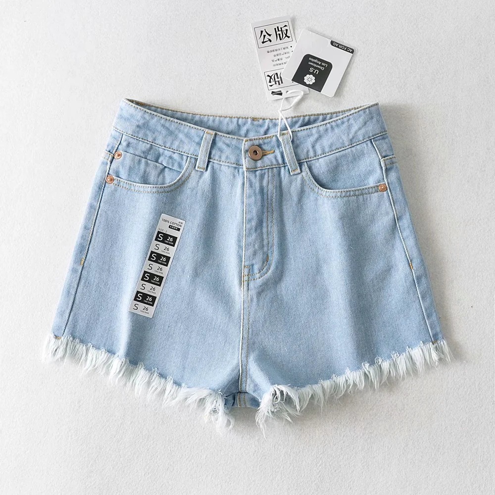 Frayed Casual Denim Shorts NSAC14455