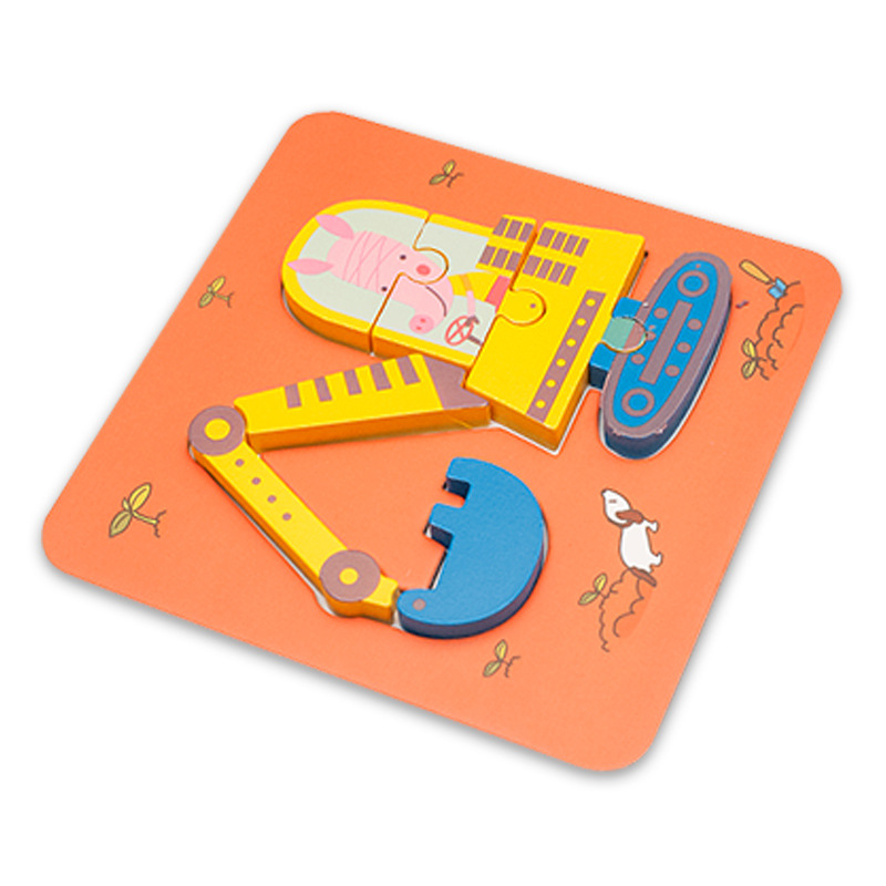 Madera nueva caricatura animal rompecabezas educación temprana de los niños 3D rompecabezas tridimensional bloques de construcción de la mano cognitiva educativa tablero de juguete