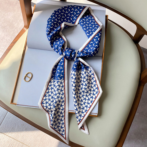 Autumn and winter new Korean style narrow long angled silk scarf women's multi-functional hair tie bag with fashionable scarf